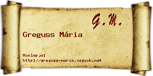 Greguss Mária névjegykártya